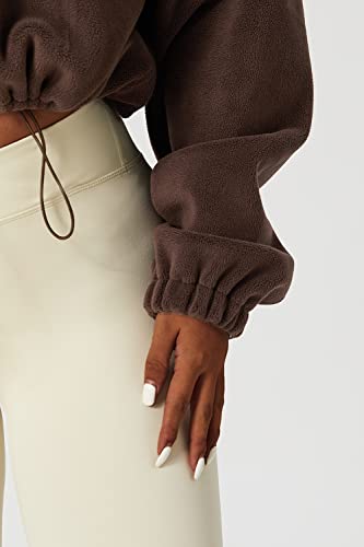 Qinsen Women's Short Fleece Jacket Full Zip Polar Fleece Crop Outwear Winter Warm Stand Collar Coat Caramel Coffee M #TOP4