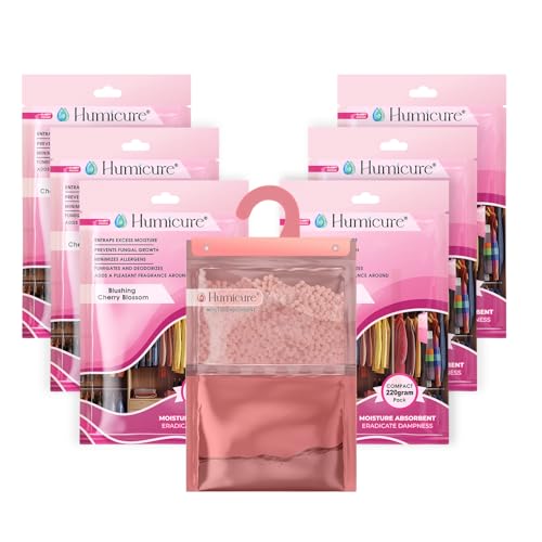 Image of Moisture Absorber Dehumidifier 500ml Absorption Capacity Prevents Mold, Dampness & Bad Odor Ideal for Wardrobe, Bathroom, Kitchen & Bedroom (6, Cherry blossom)