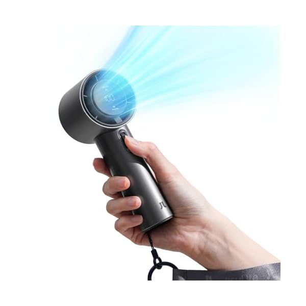 JISULIFE Portable Handheld Fan,Speed(1-100) Adjustable Turbo Mini Fan,5000mAh Battery Rechargeable Personal Fan with Metal Body,Digital Display,Gifts for Women Men Travel/Camping/Outdoor-Grey