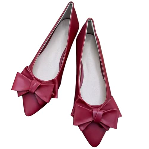 Image of TN TANGNEST Flats Shoes Women Comfort Casual Loafers | Classic Pointed Toe Bowknot Flats Cute Slip On Flats, Wear to Work Travel Walk