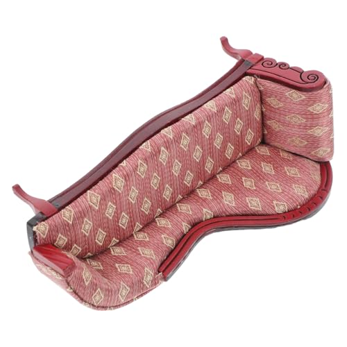 Angoily Miniature Chaise Lounge Scale Vintage Floral Sofa Elegant Dollhouse Furniture Accessory for Living Decor Craftsmanship Timeless European Style