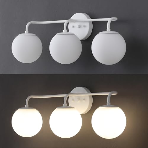 Image of JONATHAN Y Louis Parisian Globe 25 inch Vanity 3-Light, White