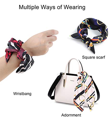 Milacolato 15 Pcs Hair Scarves Hair Ties Scrunchies Chiffon Floral Scrunchie Hair Bow Ties Ponytail Holder Scrunchy 2 in 1 Vintage Accessories for Women