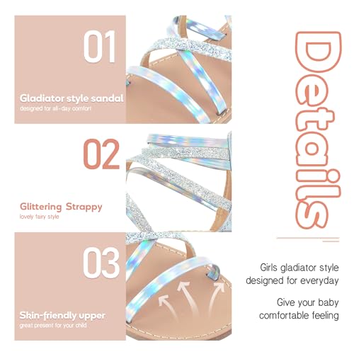 Image of Vonair Girls Sandals Strappy Gladiator with Zipper Comfort Summer Shoes