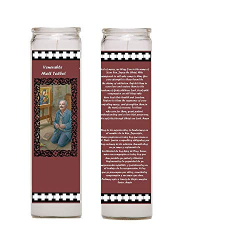 Venerable Matt Talbot Patron of Those Afflicted with Alcoholism Set of 2 Candles and a Blessed Silver Oxidized Lapel Pin