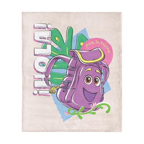 Mochila Dora The Explorer Hola cobertor de seda ao toque, lã macia, personagem de desenho animado, 127 x 152 cm