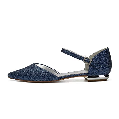 Anna's Bridal Pointed Toe Wedding Shoes for Bride Flats Ankle Strap Glitter Bridal Shoes Flats Pumps2