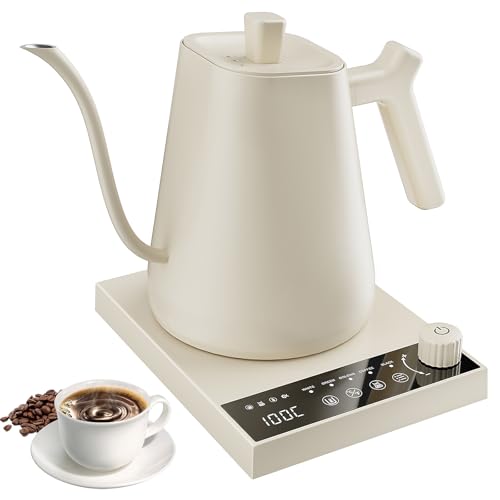 LXTaoler Electric Gooseneck Kettle, Pour Over Kettle, 0.6L, 1000W, White