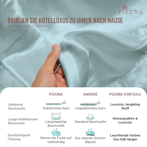 Pizuna Bettlaken 180x280 cm Baumwolle Babyblau 400 Fadenzahl – Ansicht 6