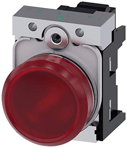Voyant lumineux rouge étanche IP69K en métal brillant diamètre 22 mm