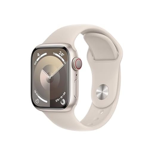 Apple Watch Series 9 GPS + Cellular 41mm Smartwatch con cassa in alluminio color galassia e Cinturino Sport galassia - M/L. Fitness tracker, app Livelli O₂, display Retina always-on