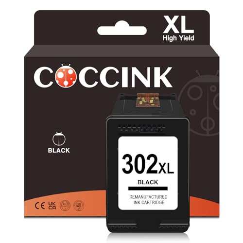 COCCINK 302XL Cartucho de Tinta Remanufacturado para HP 302 XL Negro para Impresora Envy 4520 4521 4526 4525 4527 DeskJet 3630 3639 3633 1111 1110 3638 2130 OfficeJet 3830 4658 5230 5255 5252 Negro
