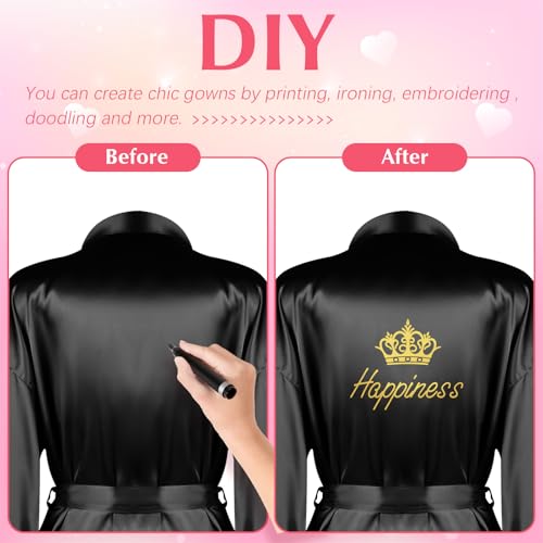 VAIPI 6 Pcs Bridal Bridesmaid Robes Women Silky Satin Robe V Neck Kimono Birthday Sleepwear Spa Bathrobe Sleepover Party Robe4