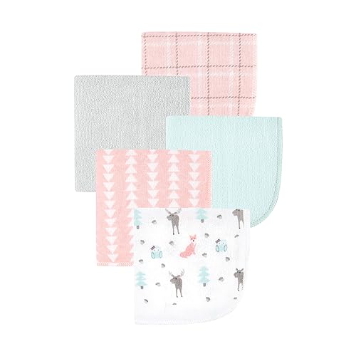 Image of Hudson Baby Unisex Baby Animal Hooded Towel 3pk and 15 Washcloths, Girl Woodland, One Size