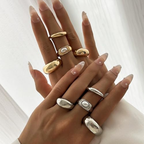 Image of Shining Diva Fashion Combo Set Gold and Silver Plated Rings for Women and Girls Stylish