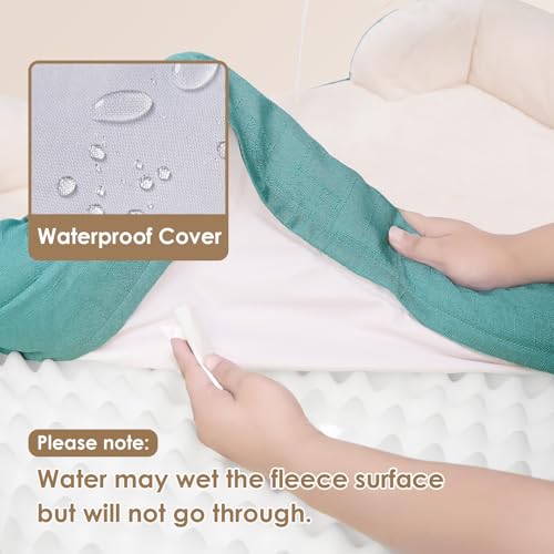 Image of EHEYCIGA Orthopedic XL Dog Bed, Waterproof Memory Foam for Extra Large Dogs, Non-Slip Bottom, Egg-Crate Foam Couch With Washable Removable Cover, Turquoise Blue