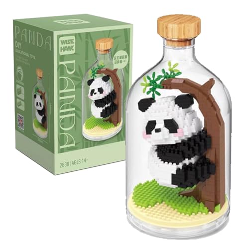 NVOSIYU Panda Mini Bausteine Set, Mini Klemmbausteine Tiere Panda Spielzeug mit Schaukasten, Tier-Figuren Bauspielzeug Kreatives Deko Geschenk für Erwachsene, Home Decors (2838)