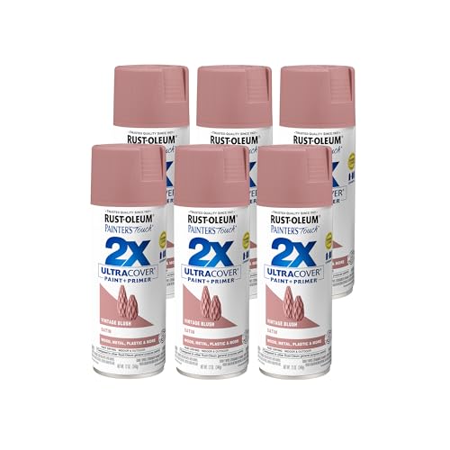 Rust-Oleum 299887-6PK Painter's Touch 2X Ultra Cover Spray Paint, 12 oz, Satin Vintage Blush, 6 Pack