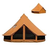 TOMOUNT ベルテント 4m TC テント 360°メッシュ 開放感 ポリコットン キャンプテント 4~6人用 多機能 四季適用 アウトドア 撥水 通気 遮光 焚火 ファミリーツーリング 露營場 キャンプ ホテル