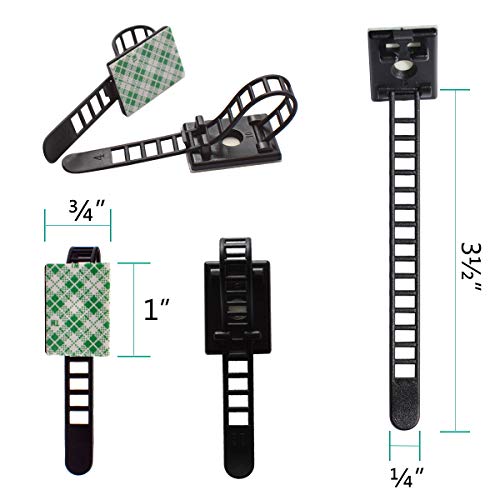 25 Pieces Cable Clips The Adhesive Cable Ties, Adjustable Nylon Cable Zip Ties and Adhesive Cable Clips with Optional Screw Mount