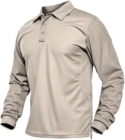 BIYLACLESEN Casual Polo Shirts for Men Hiking Polo Shirts for Men Camping T Shirt Outdoor Polo Shirt Golf Polo Shirt Khaki