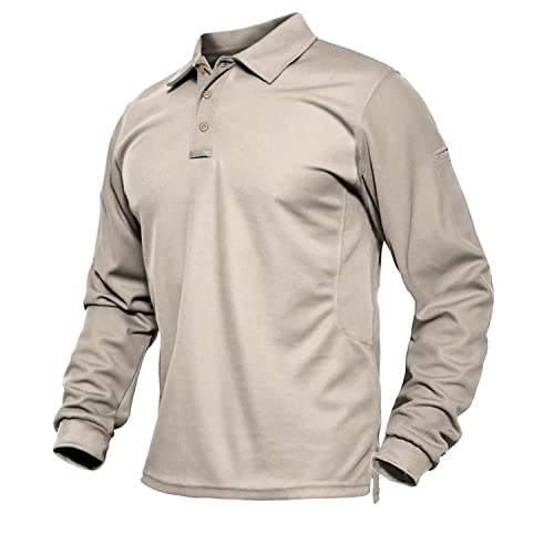 Biylaclesen Casual Polo Shirts For Men Hiking Polo Shirts For Men Camping T Shirt Outdoor Polo Shirt Golf Polo Shirt Khaki #TOP26