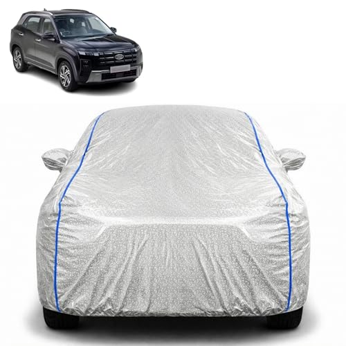 Image of Waterproof Car Cover for Hyundai Creta | All Weather Protection | UV Resistant & Dustproof | Soft Cotton Lining to Prevent Scratches | Triple Stitched with Mirror Pockets & Elastic Hem