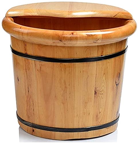 Barril de baño de pies de madera sólida con tapa y masaje