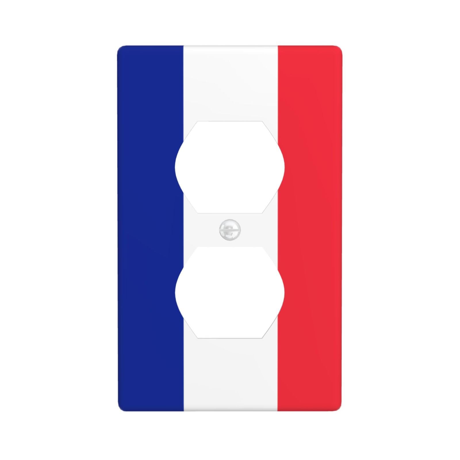 French Flag Decorative Switch Plate Cover-Unbreakable Polycarbonate Wall Plate for Home Office, 1 Gang with Screws