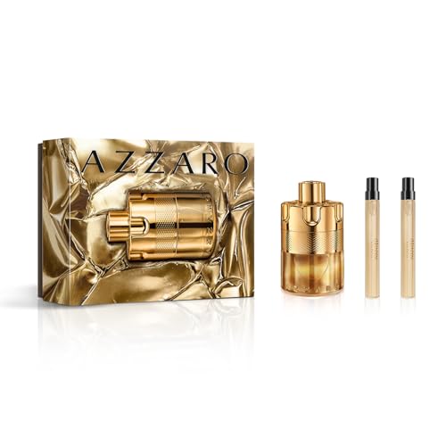 Azzaro - Forever Wanted Elixir - Mens Cologne Set ($220 Value)- With Notes of Raspberry Cardamom and Leather Accord - Full Size 3.33 Fl Oz & 2 Travel Size Fragrances 0.3 Fl Oz Each