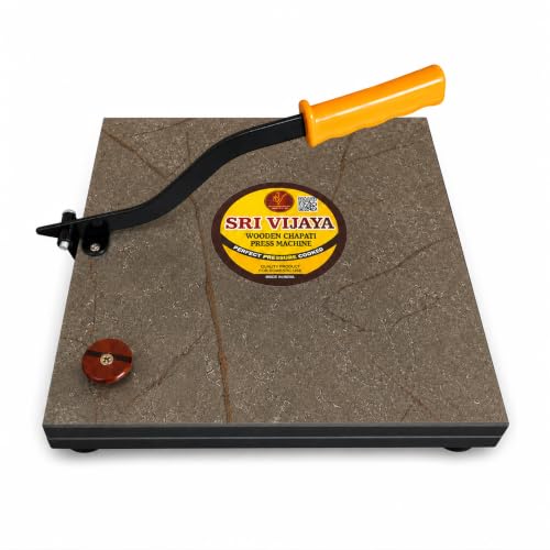 Image of Shri Vijaya Wooden Chapati Press Machine Roti Puri Maker for Easy Flatbreads Heavy Duty Wood Press with Strong Handle Manual Roti Khakra Papad Maker Durable Kitchen Tool for Home Use (Stone Grey)
