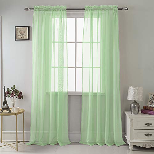 RT Designers Collection Celine Sheer 55 x 90 in. Rod Pocket Curtain Panel, Sage