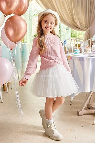 Image of Arshiner Girl's Sweaters Kids Twist Front Cute Pullover Knitted Jumper Fall Winter Clothes