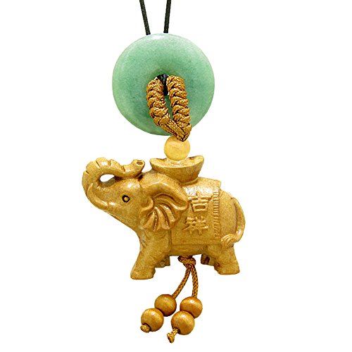 Good Luck Elephant Money Ingot Car Charm or Home Decor Green Quartz Lucky