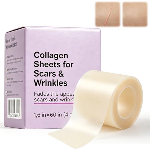 Silicone Collagen Scar Tape Collagen Sheets for Scars & Wrinkle Silicone Scar Removal Strips for Various Different Scars and Wrinkles Old & New Scars for All Ages (1.6In * 60In)
