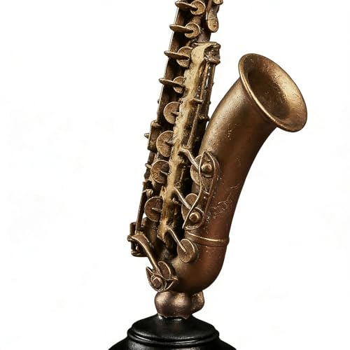 Petites figurines d'instruments dorées pour table de salon et étagère de mélomane