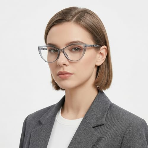 Image of Blue Light Blocking Cat Eye Glasses for Women Transparent Frame Anti UV Protection Zero Power Computer Glasses Lightweight Optical Frame
