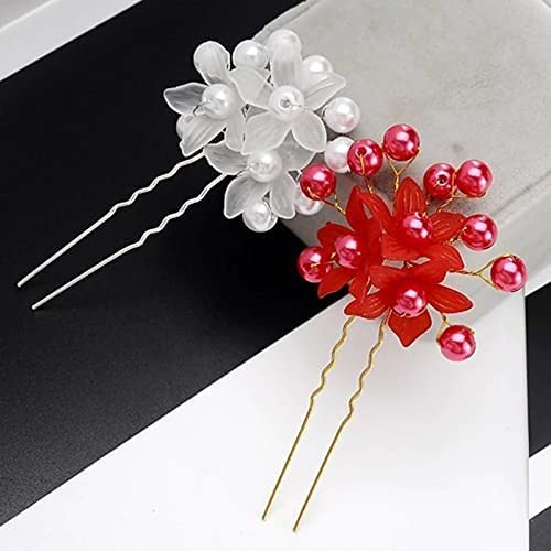 STYLEDOSE Bride Wedding Pearl Hair Pin Bridal Silver Crystal Hair Pieces Rhinestone Hair Accessories for Women and Girls (Pack Of 2) 2