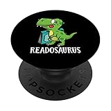 Book Nerds Bookworms Reading Readasaurus Dinosaur T-Rex PopSockets Swappable PopGrip