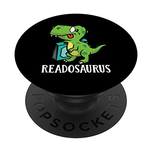 Book Nerds Bookworms Reading Readasaurus Dinosaur T-Rex PopSockets Swappable PopGrip