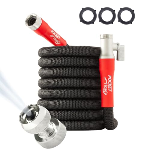 Pocket Hose 50 FT Silver Bullet 2.0 Expandable Garden Hose w/Turbo Shot Nozzle, AS SEEN ON TV,...