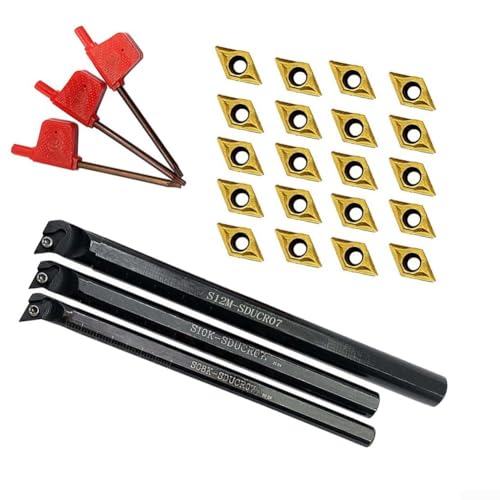 Lot de 3 barres d'alésage internes haute performance et 20 inserts pour une coupe efficace des matériaux
