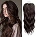 Lace Front Hair Body Wavy Topper Big Base Cover Thinning White Hair Clip in Toppers for Women Fiber Wiglets with Fringe (B-Dark Brown, HD Lace)