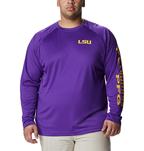 Columbia Ncaa Lsu Tigers Men's Terminal Tackle Long Sleeve Shirt, Large, Lsu - Vivid Purple/Yellow #TOP5