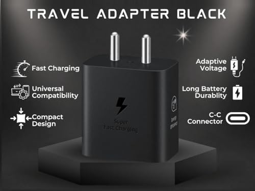 Image of Samsung 45W C-Type Super-Fast Charger Adapter Compatible for Samsung Galaxy S25 /S25 Plus /S25 Ultra /S24 /23 /22 /21 (Ultra /Plus /FE) A56 /Note 20 /S10 5G /9 /8 /M16 (S /A /F /M Series) USB C PD 3.0