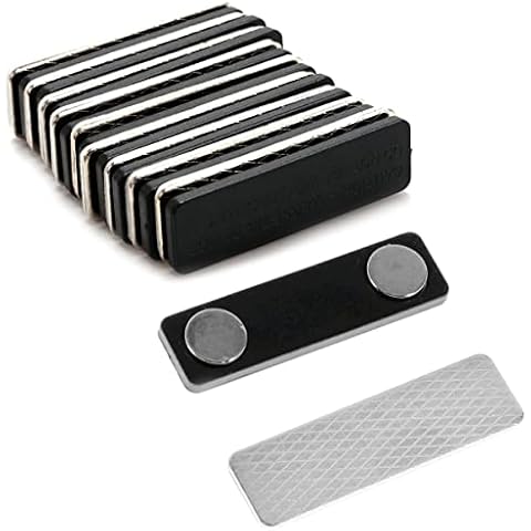 Magnetic Name Badge Holder, DIY Name Card ID Badge Tag Holder with Neodymium Magnet, Strong Adhesive Fastener, for Meeting Office Hotel Arts, Pack of 10 Pairs Cover