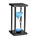 BOJIN 60 Minute Hourglass Sand Timer Wooden Black Stand Hourglass Clock for Office Kitchen Decor Home - Blue Sand