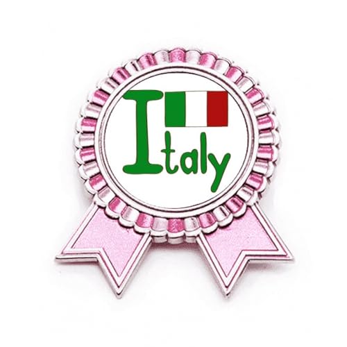 Broche drapeau national italien cadeau souvenir métal rose M