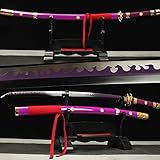 HERO SWORD Roronoa Zoro Katana, Yama Enma Anime Samurai Cosplay Sword, Handmade Real Metal Japanese Katana,Original Texture, 1060 Carbon Steel Purple Black Blade Full Tang Sharp Weapon