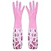 Produktbild MOPKJH Handschuhe abwaschen Geschirrspülen Schrubben Deluxe Magic Silikonhandschuhe Langarm-Gartenhandschuhe Schwammhandschuhe mit Borsten pink